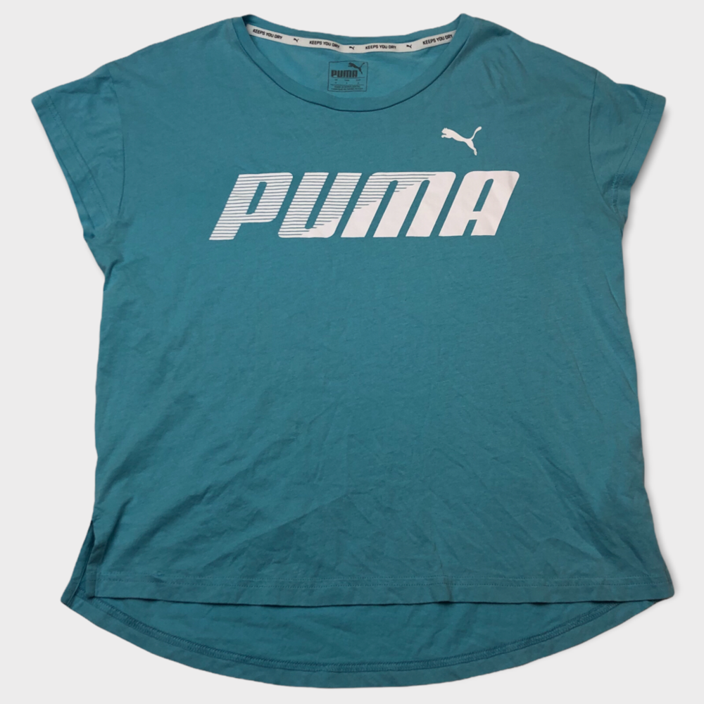 Puma Blue Logo Short Sleeve Athletic Top Women’s Size Small
